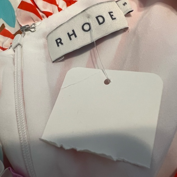 NWT RHODE Red Printed Puff 3/4 Sleeve Mini A-line Dress Sz S - Picture 4 of 5